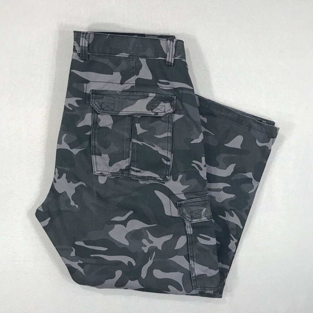 Vintage Noiz Pants Mens 40x30 Gray Camo Cargo Straight Leg Skater Grunge Y2K VTG